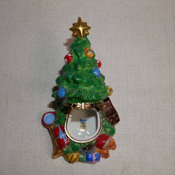 Hand-Painted Christopher Radko Limoges France Christmas Tree trinket Box Rare OO - Picture 6 of 6